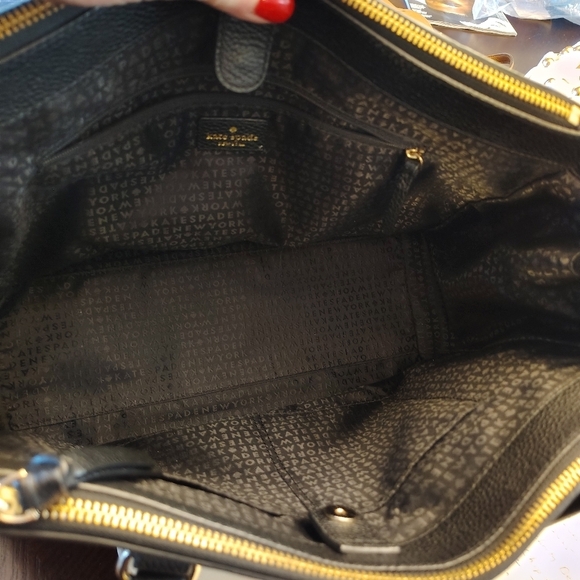 Kate Spade Mulberry Leighann Tote Large Black Leather Logo Strap - Picture 11 of 12